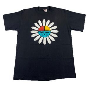 Vintage Native American Sun God T-Shirt Men's XL Black Single Stitch Puff Print